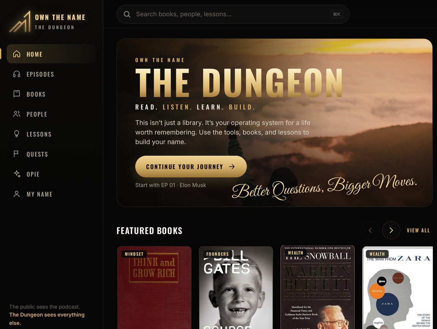 The Dungeon — the Own The Name member app